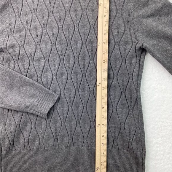 Eclectic Grey High Turtleneck Wavy Pattern Knit Sweater Size Large - Picture 12 of 16